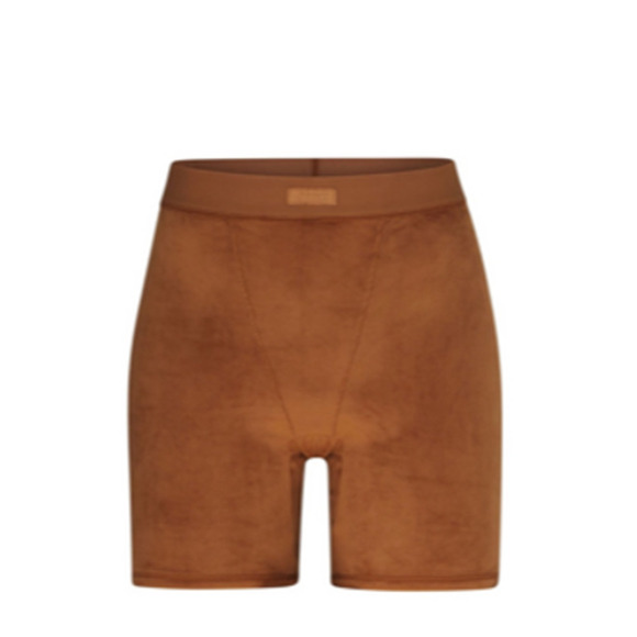 SKIMS Velour High-Waisted Bike Shorts in Copper - Picture 1 of 13